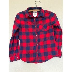Cat & Jack Red Flannel Button Down Kids Size Large 10-12